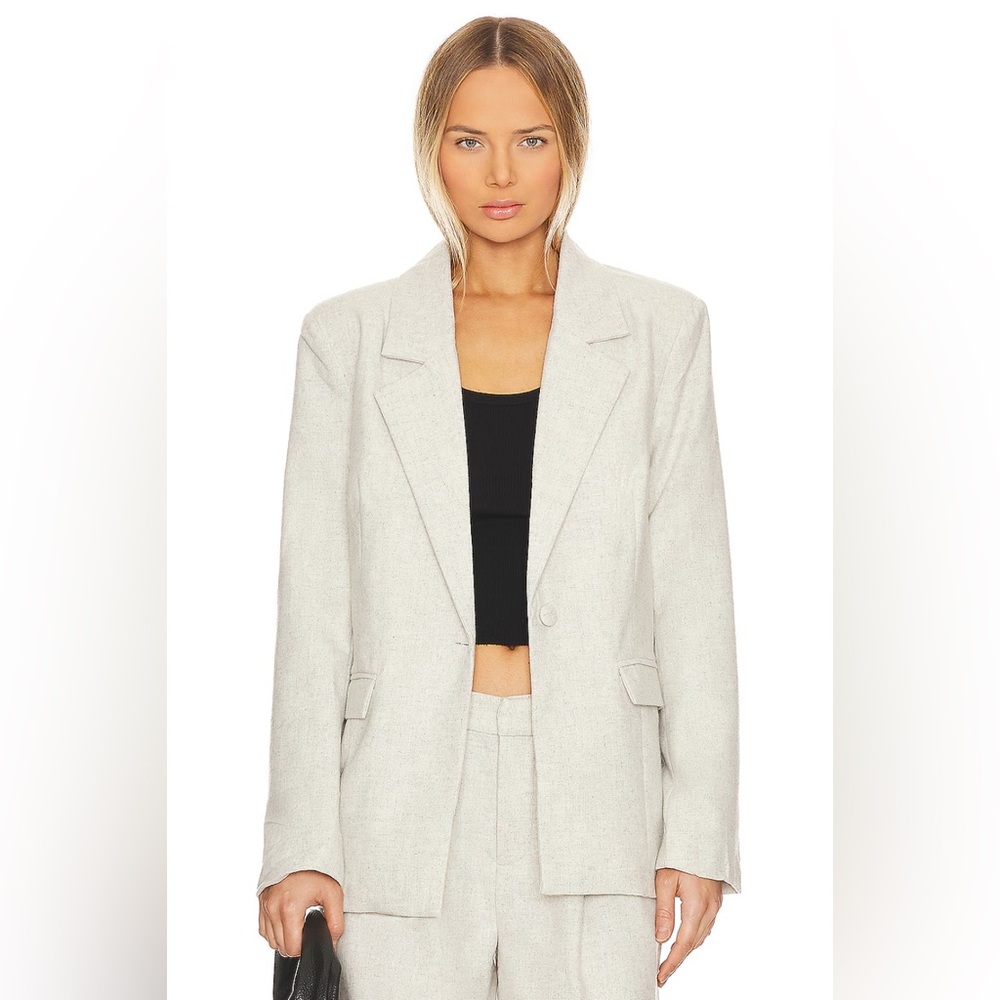 WeWoreWhat Relaxed Wool Blazer in Heather Light Grey